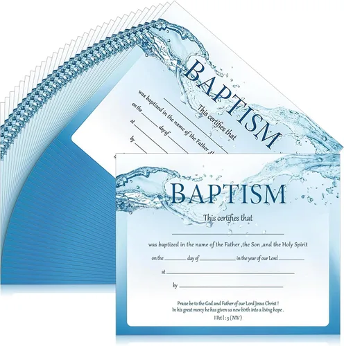 Miniatura 7 de Jetec 12 certificados de bautismo para iglesia de 11 x 8.3 pulgadas, en blanco, certificados de dedicación de bebé, papel impreso de una sola cara