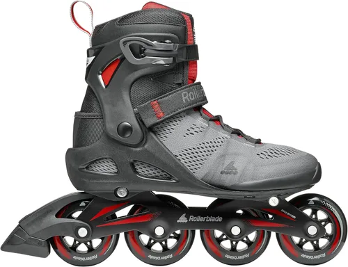 Miniatura 2 de Rollerblade Macroblade 84 Patines en línea para hombre, color gris oscuro y rojo, patines en línea de rendimiento