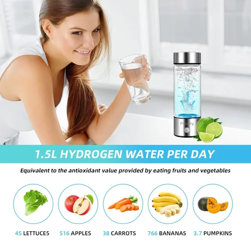 Miniatura 6 de Botella de agua de hidrógeno, generador de agua de hidrógeno Fiudiry mejora la calidad del agua en 3 minutos con tecnología avanzada SPE y PEM