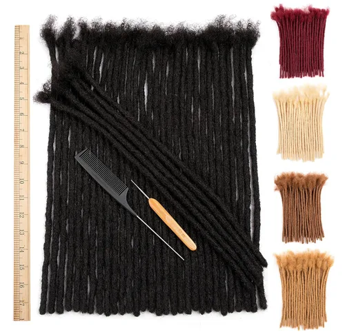 Miniatura 45 de DAIXI 0.2cm y 0.4cm y 0.6cm y 0.8cm de grosor 4-18 pulgadas 10 hebras extensiones de rastas de cabello humano 100% real para hombres/mujeres