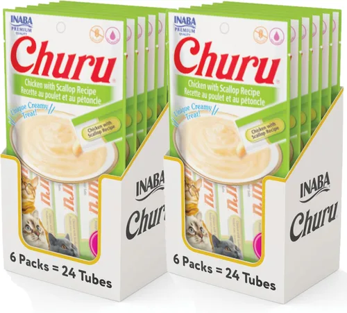 Miniatura 16 de INABA Churu - Golosinas naturales para gatos, puré para lamer (receta de pollo con cangrejo, 4 tubos)