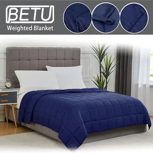 Miniatura 221 de Manta con Peso Azul para Adultos 12 libras, 48"x72", Tamaño Twin Full Manta Pesada Refrescante para 110-130 libras, Mantas Grandes de Microfibra