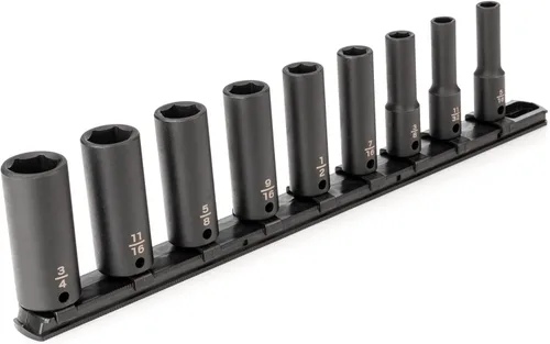 Miniatura 17 de TEKTON Juego de dados de impacto de 6 puntos profundos de 3/8 pulgadas con riel, 19 piezas (0.236-0.945 in) SID91107