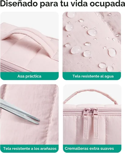 Miniatura 5 de BAGSMART Bolsa de Maquillaje de Viaje para Mujeres, Estuche Cosmético Portátil Resistente al Agua, Organizador de Maquillaje Acolchado Abultado