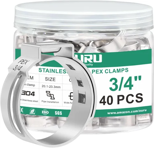Miniatura 13 de OURU 54 piezas 1/2 Pex anillo de crimpado, abrazaderas Pex de acero inoxidable 304, abrazaderas de manguera de oreja única para accesorios Pex