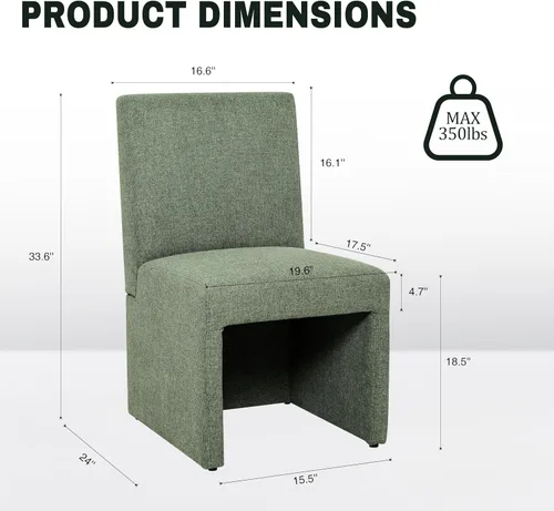 Miniatura 7 de RNKSFX Juego de 4 sillas de comedor tapizadas verdes, sillas de comedor modernas, sillas de cocina y comedor, sillas de comedor de lino con marco