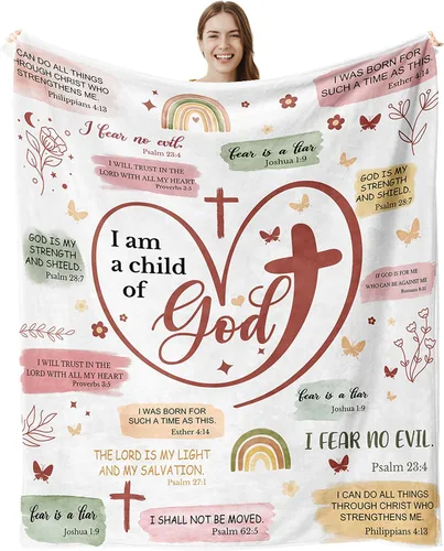 Miniatura 9 de Regalos de bautismo para niña, regalos cristianos para mujeres, manta con la frase "I Am a Child of God", regalos de primera comunión para niñas