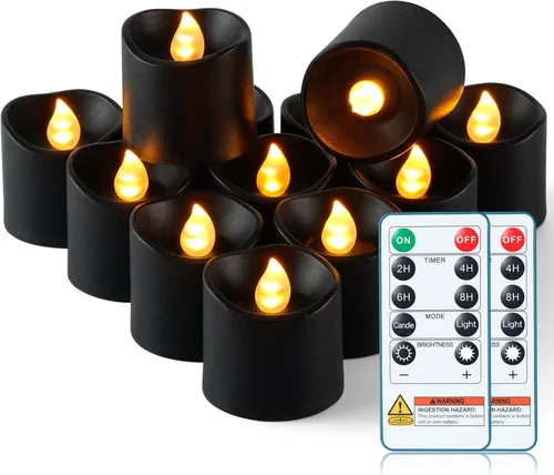 Miniatura 12 de Homemory Paquete de 24 Velas Sin Llama de Más de 400 Horas con Control Remoto, Velas Votivas LED con Temporizador de 2/4/6/8H, Luces de Té que