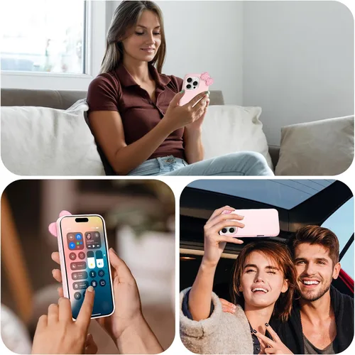 Miniatura 6 de Funda Linda para iPhone 13 de 6.1 Pulgadas con Protector de Pantalla HD, Fundas de Teléfono con Arco de Pedrería de Color Rosa para Mujeres Niñas