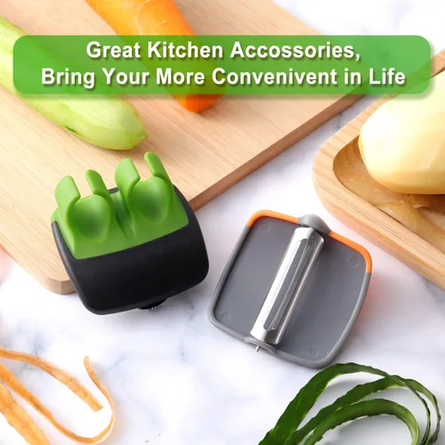Miniatura 6 de Mudder 4 Piezas Pelador de Verduras de Dedo y Palma para Cocina, Pelador de Frutas y Patatas con Cómodo Agarre de Goma para Calabaza, Zanahoria
