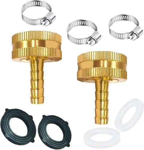 Miniatura 16 de AOPANDA Conector de reparación de extremo de manguera de agua de latón macizo con púa de 1/4" x rosca GHT hembra de 3/4", incluye abrazaderas