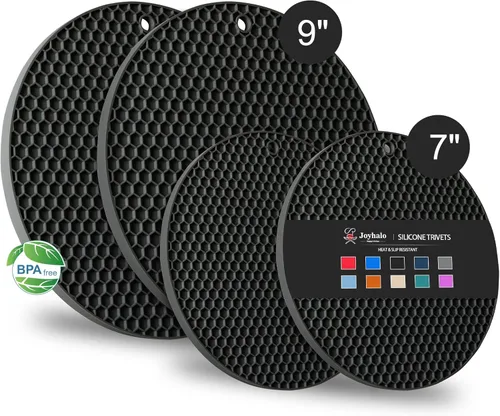 Joyhalo Salvamanteles para platos calientes, almohadillas calientes para cocina, soportes de silicona para ollas y sartenes calientes, alfombrillas