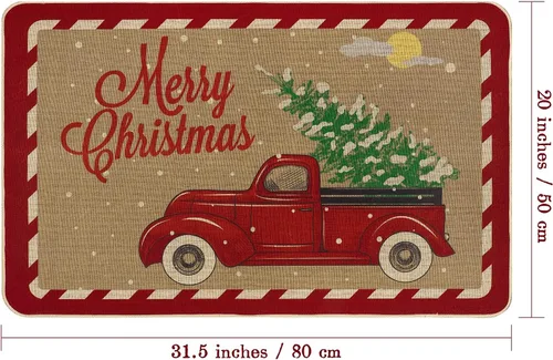 Miniatura 3 de Ruisita Felpudos de Navidad de 31.5 x 20 pulgadas, antideslizantes, tapete de Navidad para camión, feliz Navidad, bienvenida, felpudo delantero
