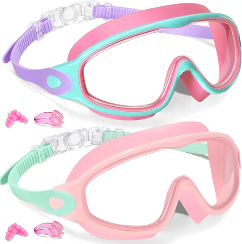 Miniatura 10 de Keary - Paquete de 2 gafas de natación para niños de 3 a 15 años, protección ultravioleta, antivaho, para piscina, agua, para niños, niñas, jóvenes