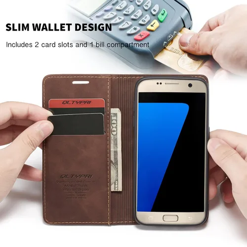 Miniatura 2 de Funda de cuero estilo cartera vintage para Samsung S