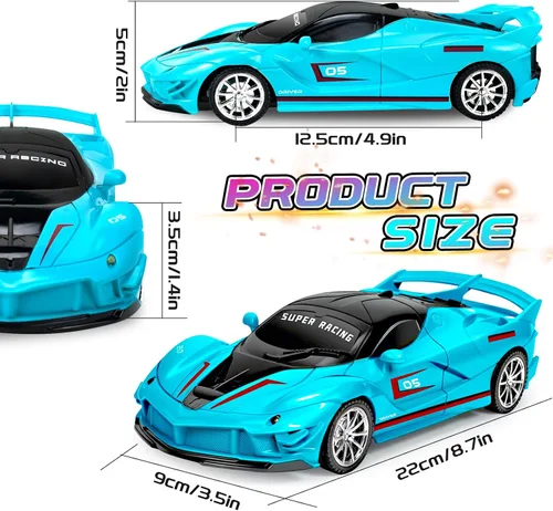 Miniatura 5 de Paquete de 2 Vehículos de Juguete de Control Remoto Rosa Azul para Niños y Niñas, Vehículo de Juguete Rc con Faro y Controlador, Coche de Carreras