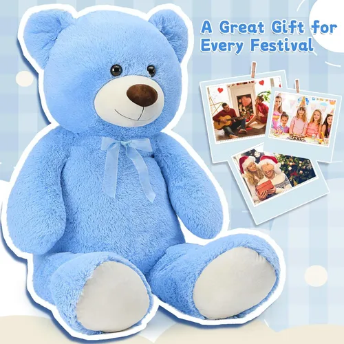 Miniatura 5 de Toys Studio - Adorable oso de peluche gigante, de 36 pulgadas, color gris, felpa suave, para novias y niñas Azul