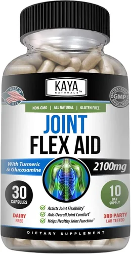 Kaya Naturals Mobility Flex Aid - Suplemento de apoyo de movilidad para hombres y mujeres - Cápsulas de cúrcuma con sulfato de glucosamina - para