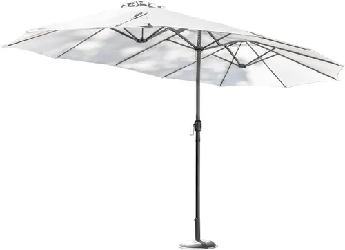 Harrier Parasoles de doble cara de 15 pies – Toldo para patio trasero con cubierta de parasol opcional y pesas base de sombrilla | Parasol blanco,