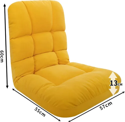 Miniatura 2 de Silla de suelo, asiento de piso de juegos para sala de estar, respaldo ajustable con funda de lino de algodón para balcón, lectura, dormitorio, sala