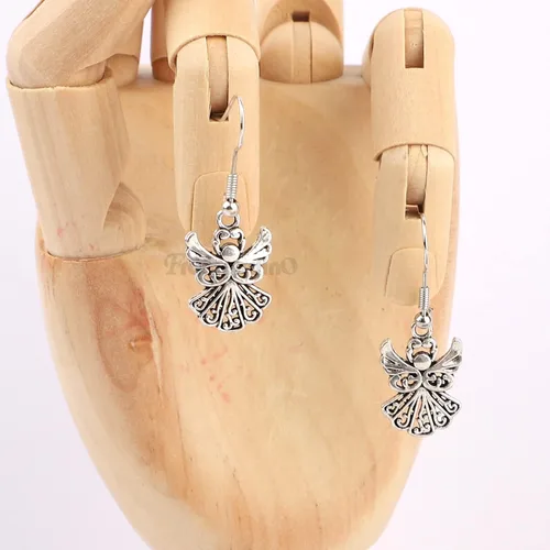 Miniatura 5 de Framendino, Paquete de 50 dijes de ángel, colgantes tibetanos de plata antigua a granel para hacer joyas, aretes, collares, pulseras, manualidades