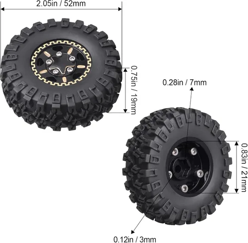 Miniatura 2 de Hobbypark Ruedas y neumáticos Beadlock de latón 1.0 para TRX4M actualizaciones Axial SCX24 1/24 RC Crawler piezas de repuesto, juego de 4 (tipo A)