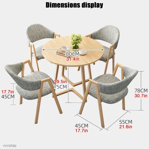 Miniatura 7 de YVYKFZD Office Reception Room Club Table and Chair Set, Simple Kitchen Dining Table Set for 4, Round Conference Table with Metal Legs, Small Cyan