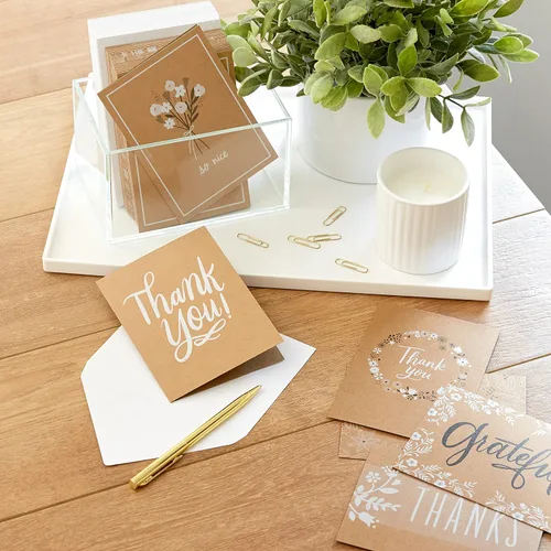 Miniatura 3 de Hallmark Surtido de tarjetas de agradecimiento, papel kraft rústico (48 notas de agradecimiento con sobres)