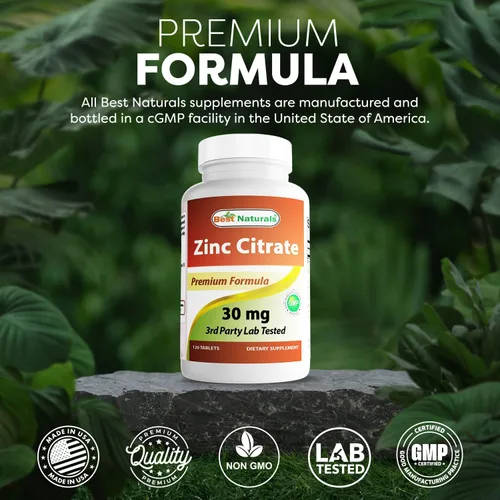 Miniatura 5 de Best Naturals Suplementos de zinc de 30 mg (como citrato de zinc), vitaminas de zinc para adultos, apoyo inmunológico, 120 tabletas