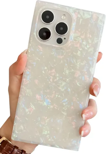 Miniatura 10 de Funda compatible con iPhone 13, borde rectangular, bonita funda protectora de lujo con diseño de flores al óleo para mujeres y niñas, funda