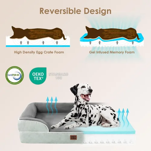 Miniatura 27 de EHEYCIGA – Cama ortopédica impermeable para perros pequeños, de espuma viscoelástica tipo caja de huevos, con bordes elevados y base antideslizante