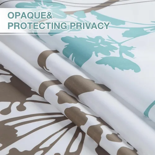 Miniatura 4 de Silhouette - Cortina de ducha con diseño de tela azul impermeable, diseño de plantas de poliéster blancas y azul marino, para baño, 72 pulgadas