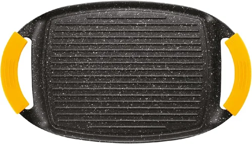 Miniatura 2 de IBILI Placa de parrilla ondulada, aluminio fundido, negro/amarillo, 14.2 x 8.9 x 1.3 in