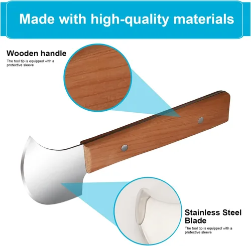 Miniatura 5 de Cuchillo basculante, equipo adaptativo con una mano, cuchillo Ulu, curvado para cortar alimentos en lata y cuenco, ideal para uso con una sola mano