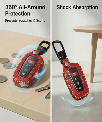 Miniatura 3 de Funda para llavero de Toyota con llavero, protector de llave de auto de cuero compatible con 2018 - 2024 Rav4 Highlander Camry Corolla Avalon C-Hr