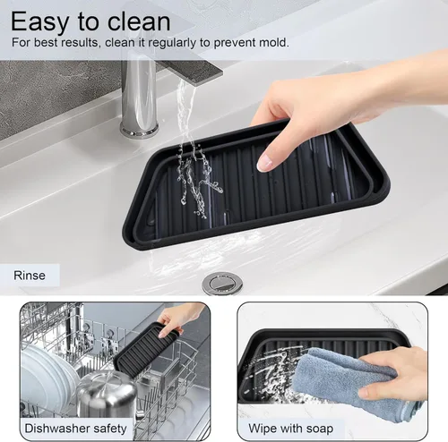 Miniatura 7 de Bandeja colectora de goteo para refrigerador KindGa, protector para bandeja dispensadora de hielo y agua, almohadilla para derrames de agua del Negro