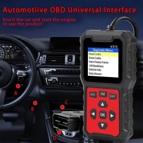 Miniatura 5 de V315 OBD2 Herramienta de diagnóstico, lector de código, herramienta de diagnóstico de luz de motor, probador de voltaje de batería, para coches