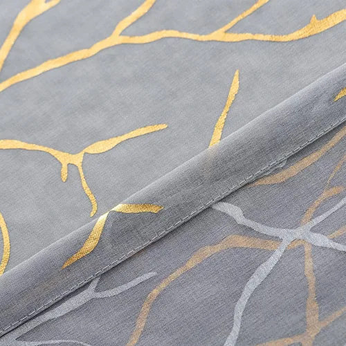 Miniatura 6 de Kotile Cortinas traslúcidas de rama de árbol – Cortinas traslúcidas grises con estampado de rama de árbol en lámina dorada metálica de 63 pulgadas