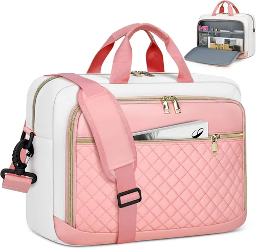 Miniatura 16 de NEWHEY Bolsa para laptop de 17.3 pulgadas, maletín para computadora portátil para mujeres y hombres, bolsa de hombro impermeable, bolsa de mensajero