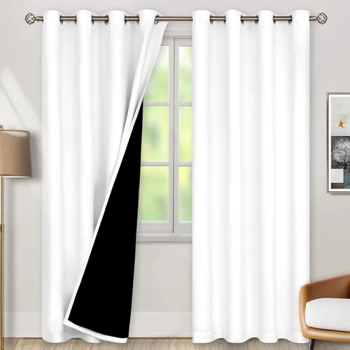 BGment - Cortinas con aislamiento térmico para habitación, 100 % opacas, con forro negro, cortina de doble capa con ojales, reduce el ruido (52 x 84