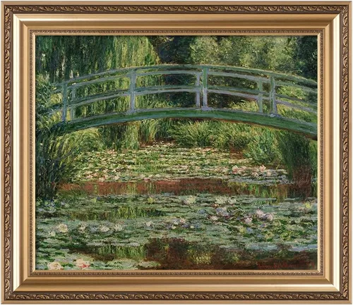 Miniatura 50 de IPIC - Reproducción artística de los lirios de agua de Claude Monet 1906, impresiones giclée coinciden con el marco dorado clásico, arte de pared