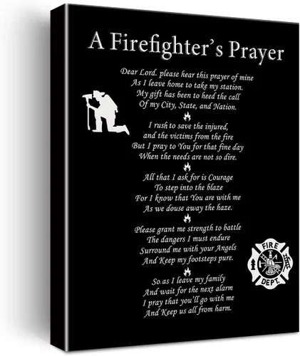 Regalos de bomberos para mujeres y hombres, póster de oración de bomberos, lienzo para pared, listo para colgar, para decoración de oficina en casa,