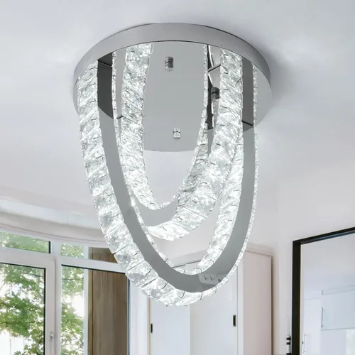 Miniatura 14 de Lámpara de techo LED de cristal, moderna lámpara de techo semiempotrada para sala de estar, comedor, dormitorio, isla de cocina, entrada