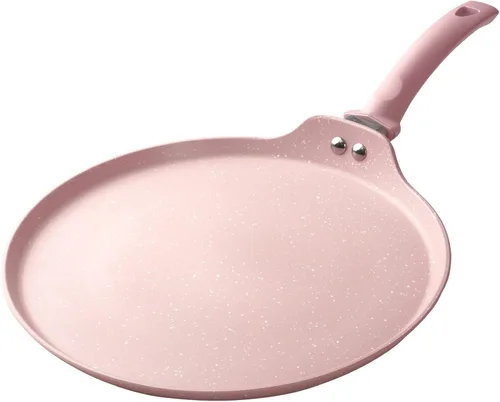 Innerwell - Sartén antiadherente para crepes, sartén plana con revestimiento de granito para dosa, tawa y tortillas, de 10 pulgadas, color rosa,