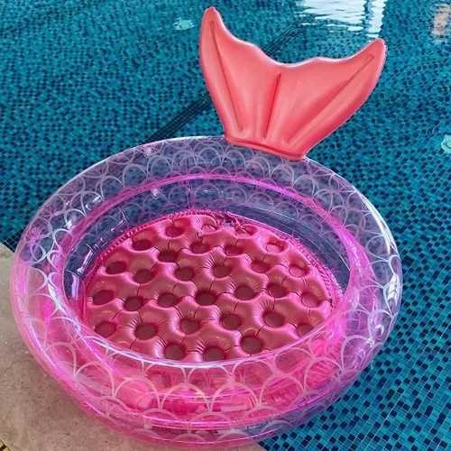 Miniatura 4 de Piscina inflable de sirena para patio trasero, piscina redonda de jardín para niños, piscina infantil para interiores y exteriores, piscina