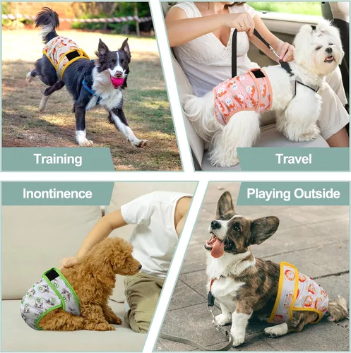 Miniatura 82 de Pañales lavables para perros, para hembras caninas, reutilizables, para periodo de celo, altamente absorbentes, para incontinencia, con broches