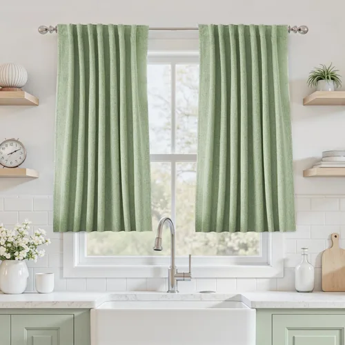 Miniatura 83 de UHITECH - Cortinas opacas beige para sala de estar, cortinas cortas de 35 pulgadas para habitación, cortinas negras para ventanas pequeñas, paneles
