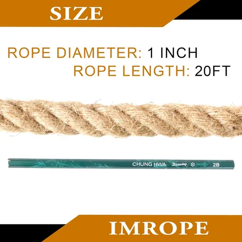 Miniatura 7 de Cuerda de yute de 1 pulgada x 20 pies, IMROPE cuerda de yute natural trenzada de 4 hebras para manualidades, jardín, decoración del hogar, hamaca