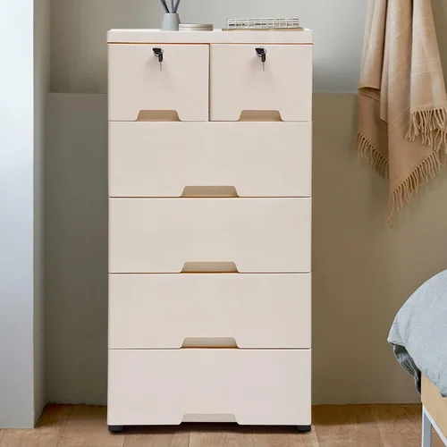 Miniatura 4 de Cajones de plástico, armario de almacenamiento con 6 cajones, cajones de armario, organizador alto para ropa, sala de juegos, muebles de dormitorio