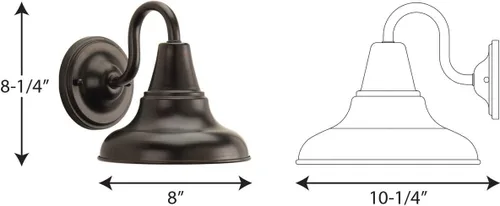 Miniatura 10 de Progress Lighting District LED Collection - Farol de pared mediana para exteriores, bronce envejecido, pantalla de metal blanco pintado, 1 luz